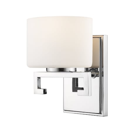 Privet 1 Light Vanity, Chrome & Matte Opal